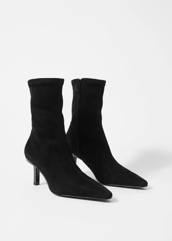 and Other Stories StretchLeather Ankle Boots Black Suede Women Boots