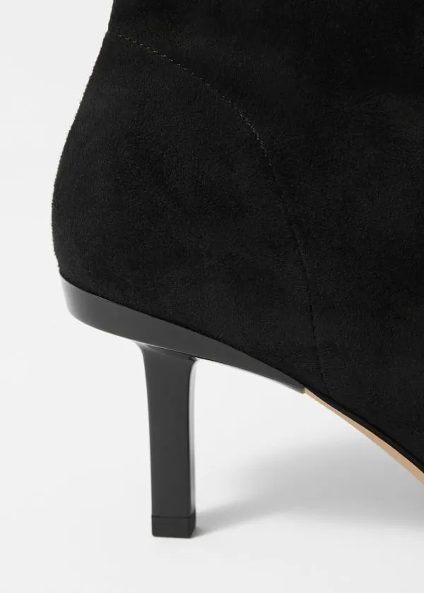 and Other Stories StretchLeather Ankle Boots Black Suede Women Boots