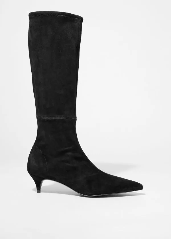 and Other Stories StretchSuede Knee Boots Black Women Boots