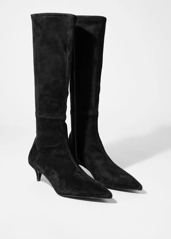 and Other Stories StretchSuede Knee Boots Black Women Boots