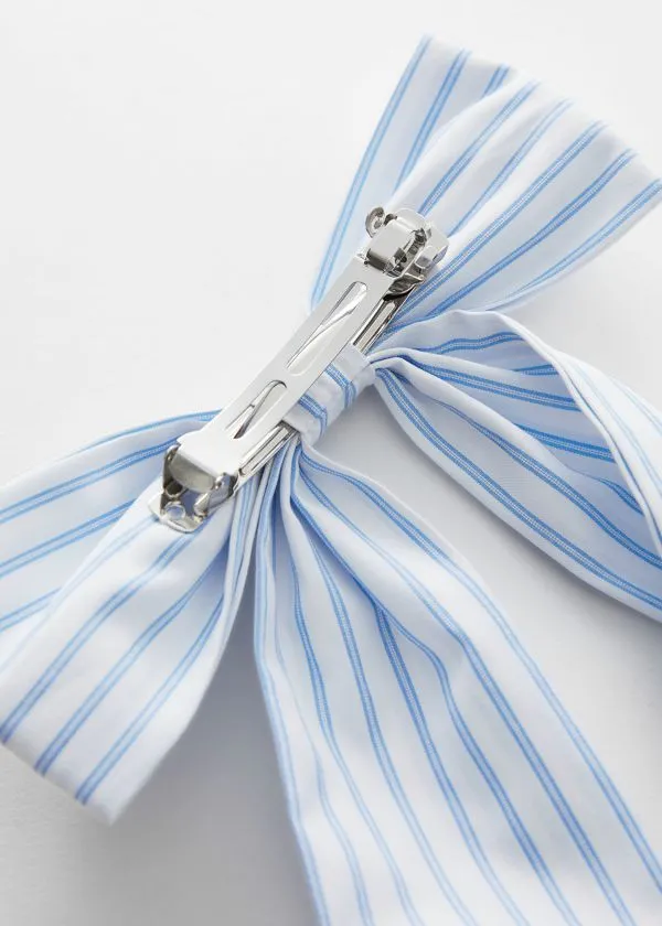 and Other Stories Striped Bow HairClip Whiteandblue Women Hair Accessories and Other Stories Striped Bow HairClip Whiteandblue Women Hair Accessories