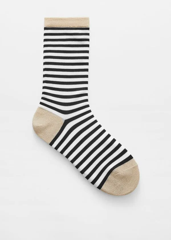 and Other Stories Striped Glitter Socks Blackandwhite Women Socks and Tights