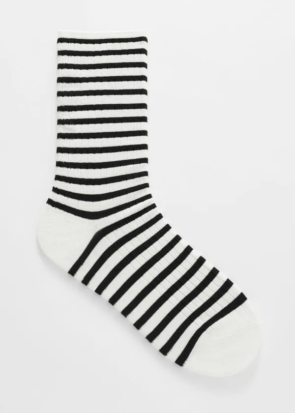 and Other Stories Striped Rib Socks Blackandwhite Women Socks and Tights