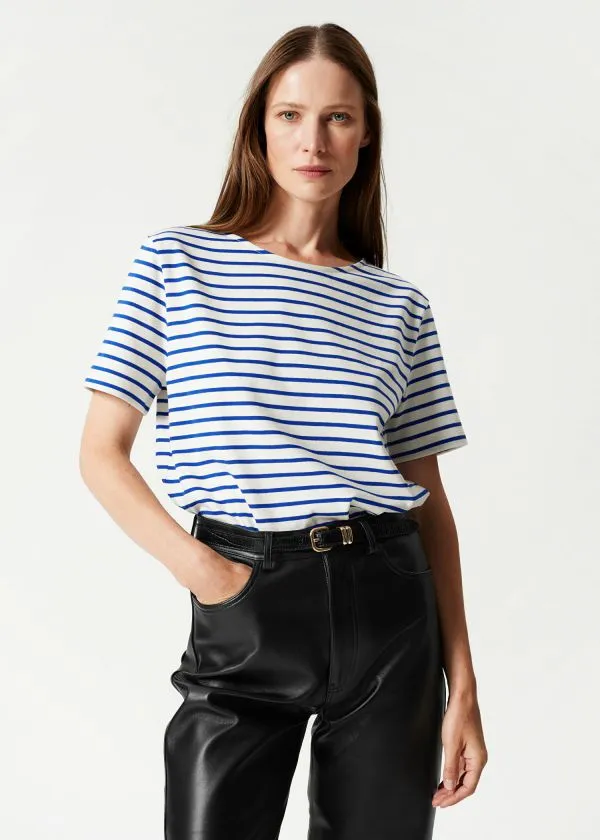 and Other Stories Striped TShirt Navyandwhite Nautical Stripe Women Tops and Tshirts