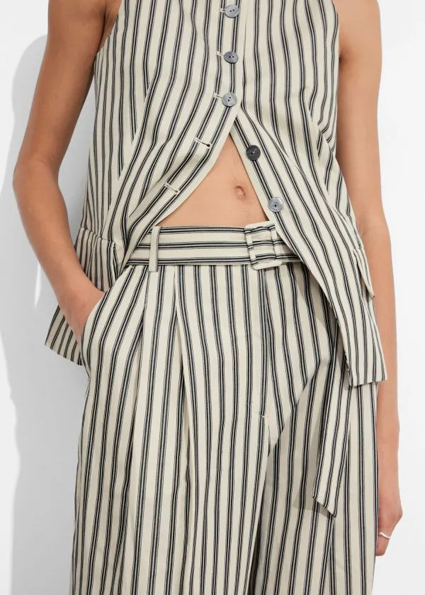 and Other Stories Striped Tailored Trousers Beigeandblack Stripes Women Trousers