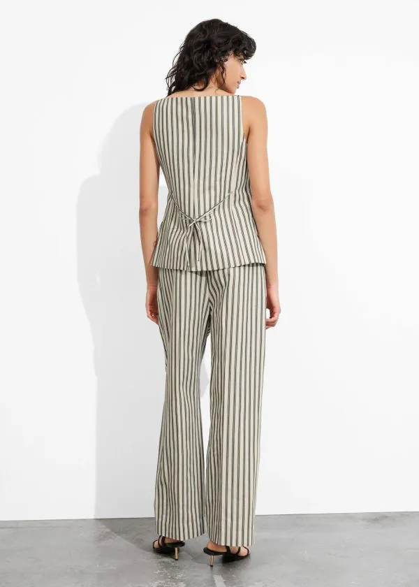 and Other Stories Striped Tailored Trousers Beigeandblack Stripes Women Trousers