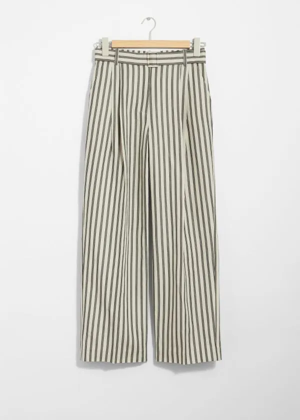 and Other Stories Striped Tailored Trousers Beigeandblack Stripes Women Trousers