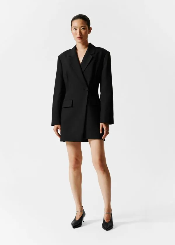 and Other Stories Structured Blazer Mini Dress Black Women Dresses