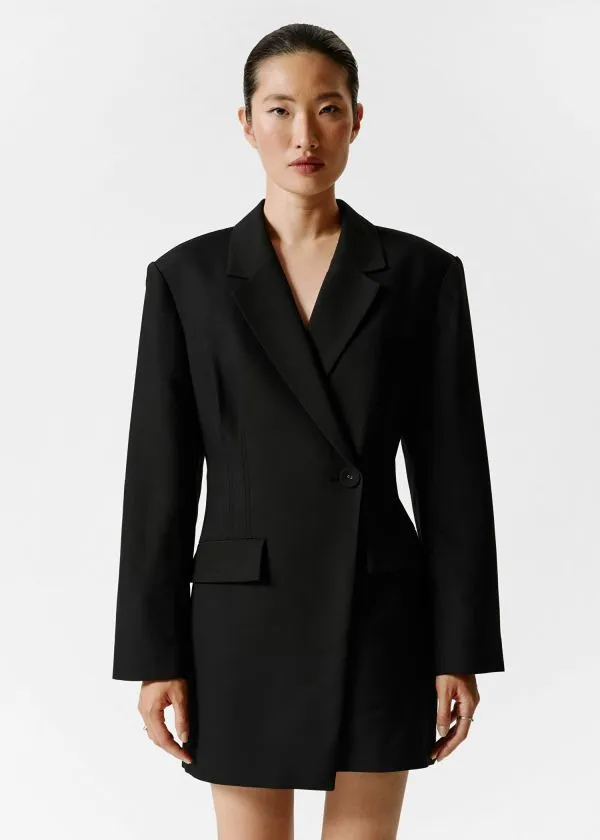 and Other Stories Structured Blazer Mini Dress Black Women Dresses
