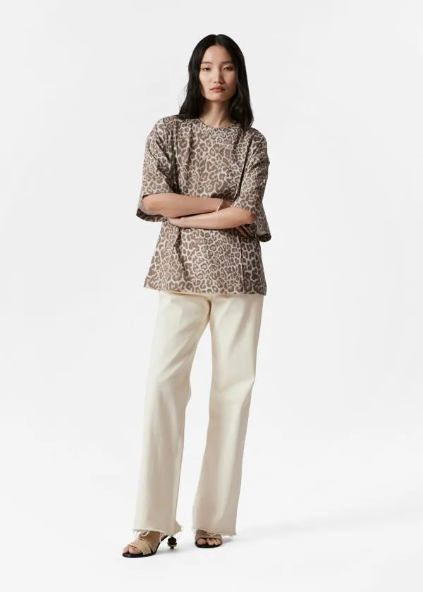 and Other Stories Structured Tshirt Leopard Print Women Tops and Tshirts