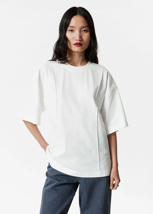 and Other Stories Structured Tshirt White Women Tops and Tshirts