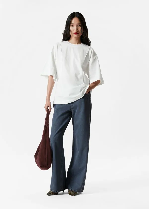 and Other Stories Structured Tshirt White Women Tops and Tshirts