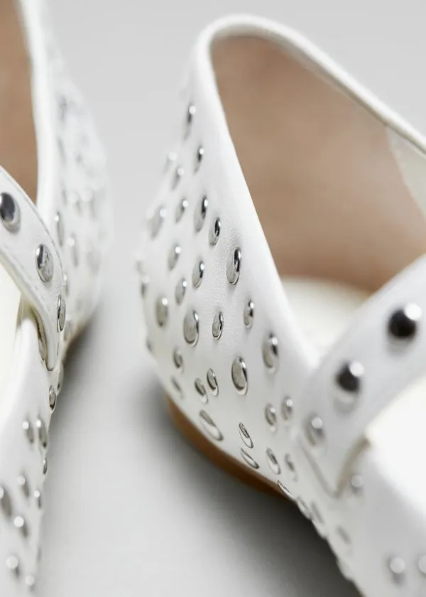 and Other Stories Studded Leather Ballet Flats White Women Ballerinas and Other Stories Studded Leather Ballet Flats White Women Ballerinas