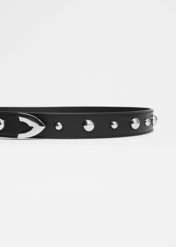 and Other Stories Studded Leather Belt Black Women Belts