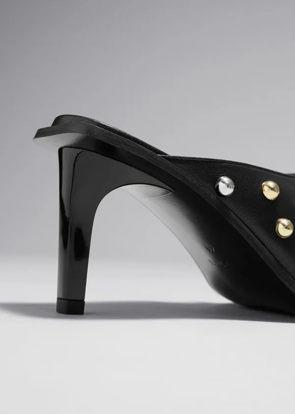 and Other Stories Studded Leather Mules Black Women Pumps