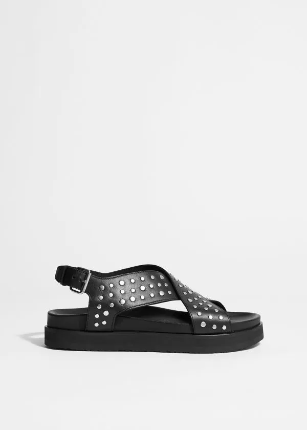 and Other Stories Studded Leather Sandals Black Women Sandals