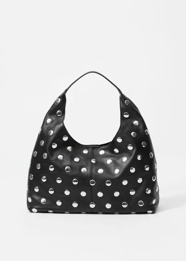 and Other Stories Studded Leather Tote Bag Black Women Tote Bags