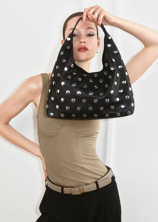 and Other Stories Studded Leather Tote Bag Black Women Tote Bags