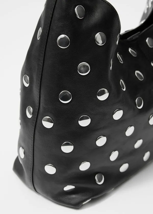 and Other Stories Studded Leather Tote Bag Black Women Tote Bags