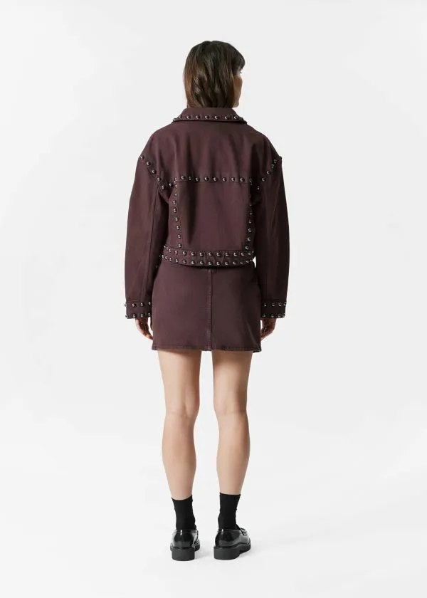 and Other Stories Studded Mini Skirt Dark Brown Women Skirts