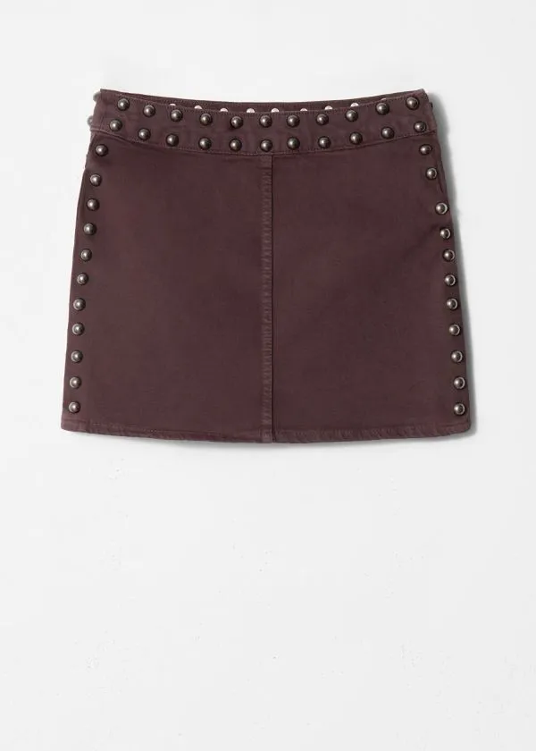 and Other Stories Studded Mini Skirt Dark Brown Women Skirts