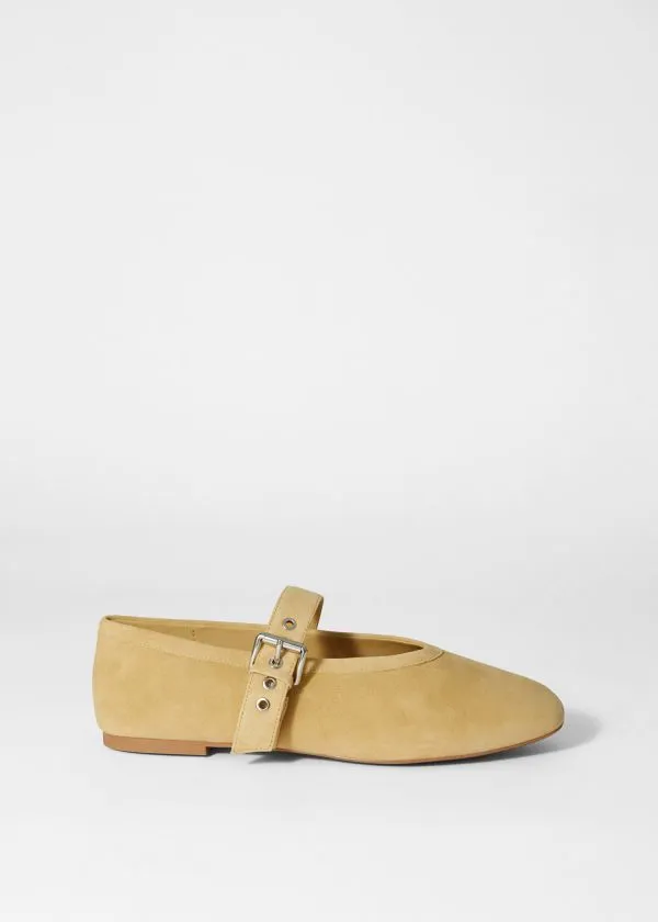 and Other Stories Suede Ballet Flats Yellow Suede Women Ballerinas