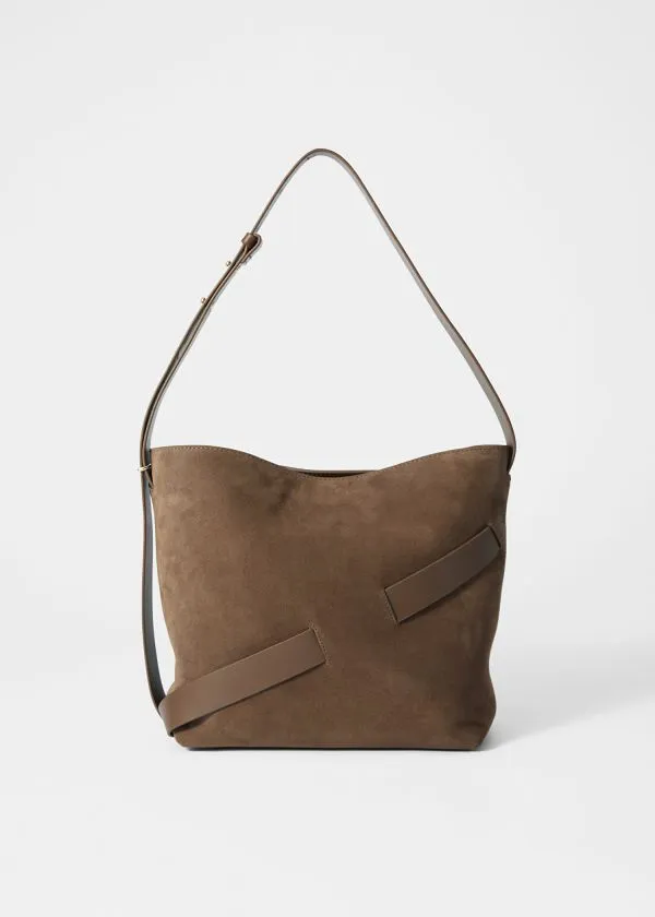 and Other Stories Suede Bucket Bag Brown Suede Women Shoulder Bags