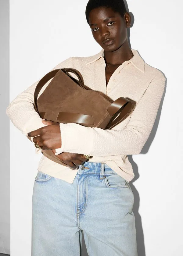 and Other Stories Suede Bucket Bag Brown Suede Women Shoulder Bags