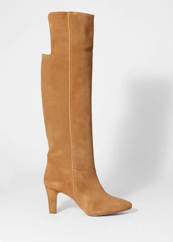 and Other Stories Suede Knee Boots Cognac Suede Women Boots