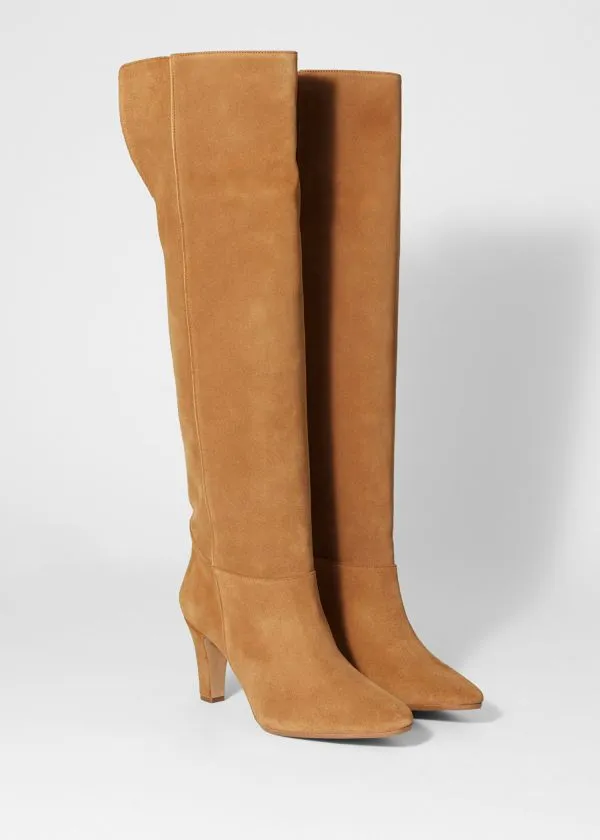 and Other Stories Suede Knee Boots Cognac Suede Women Boots