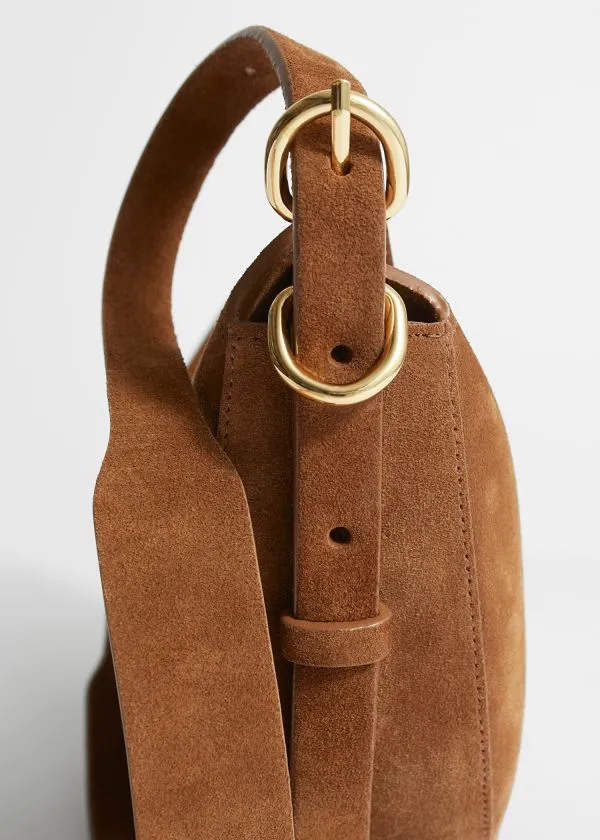 and Other Stories Suede Shoulder Bag Brown Women Shoulder Bags