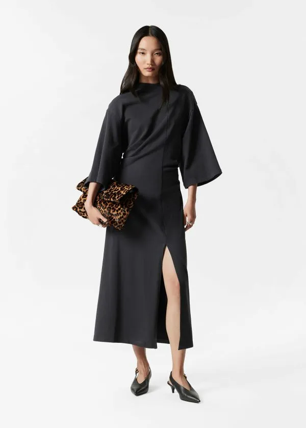 and Other Stories Sweatshirt Midi Dress Black Women Dresses