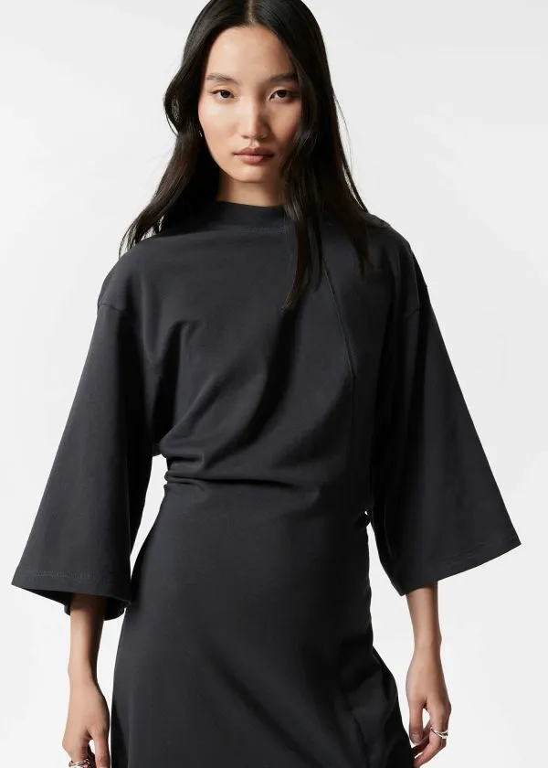 and Other Stories Sweatshirt Midi Dress Black Women Dresses