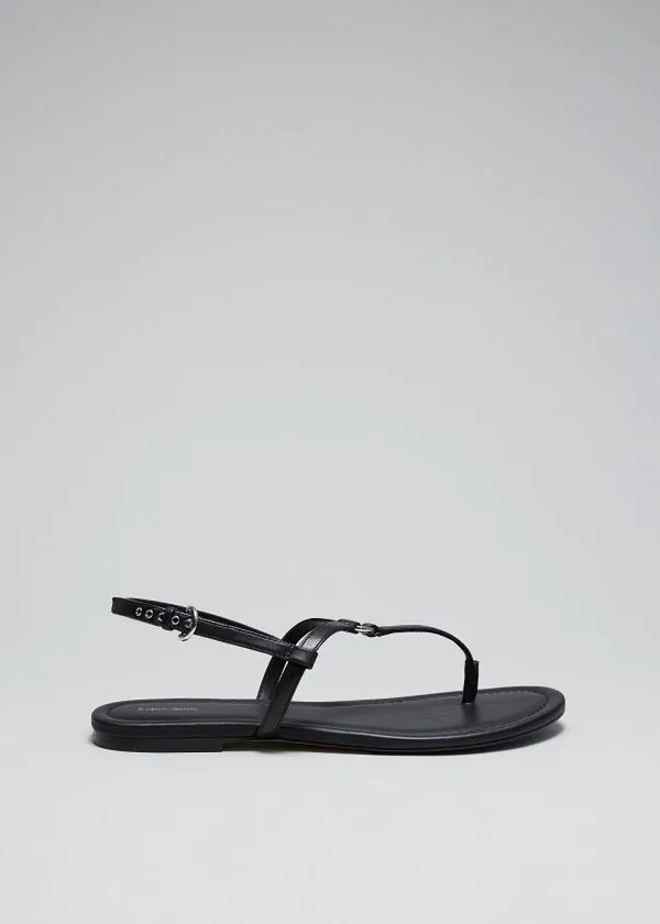 and Other Stories Tbar Leather Sandals Black Women Sandals