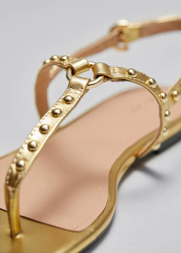 and Other Stories Tbar Leather Sandals Gold Women Sandals and Other Stories Tbar Leather Sandals Gold Women Sandals