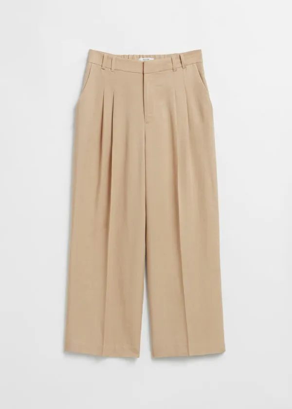 and Other Stories Tailored High Waist Trousers Beige Women Trousers
