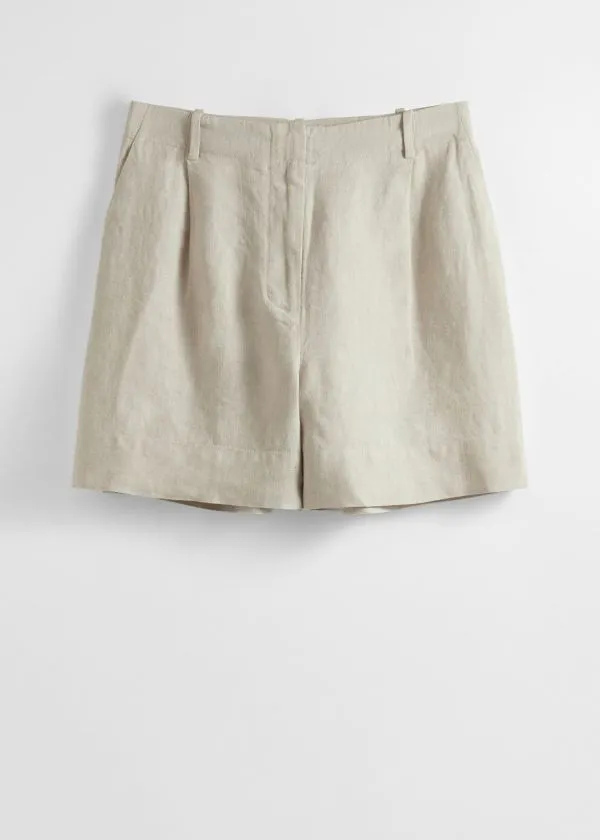and Other Stories Tailored Linen Shorts Wheat Women Trousers