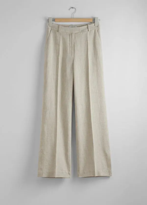 and Other Stories Tailored Linen Trousers Oatmeal Women Trousers