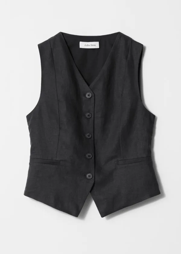 and Other Stories Tailored Linen Waistcoat Black Women Blazers and Waistcoats