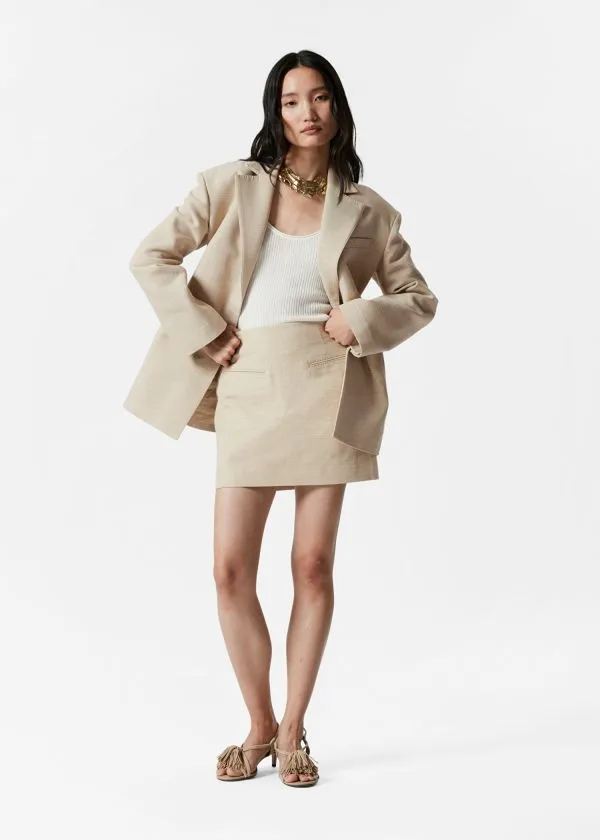 and Other Stories Tailored Mini Skirt Beige Women Skirts