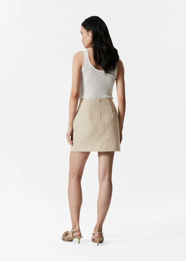 and Other Stories Tailored Mini Skirt Beige Women Skirts