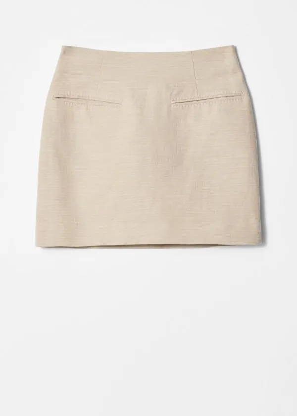 and Other Stories Tailored Mini Skirt Beige Women Skirts