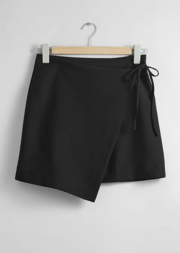 and Other Stories Tailored Mini Wrap Skirt Black Women Skirts