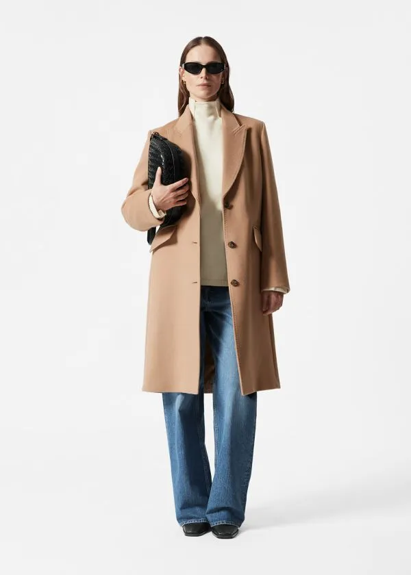 and Other Stories Tailored SingleBreasted Coat Camel Women Jackets and Coats