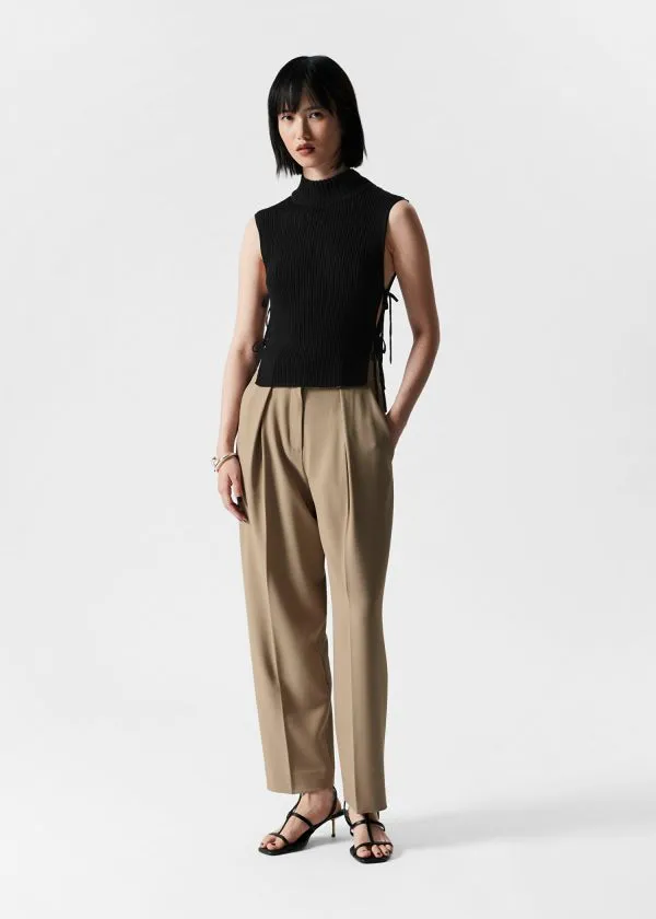 and Other Stories Tailored Tapered Trousers Beige Women Trousers