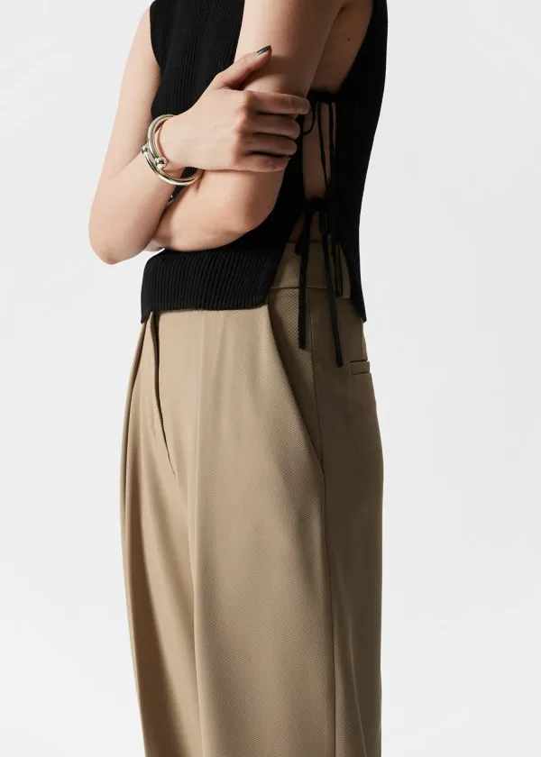 and Other Stories Tailored Tapered Trousers Beige Women Trousers