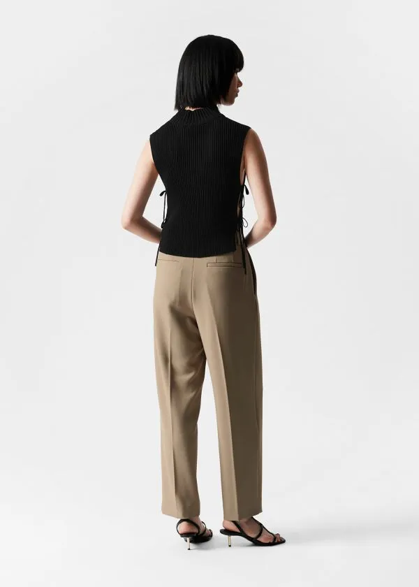 and Other Stories Tailored Tapered Trousers Beige Women Trousers