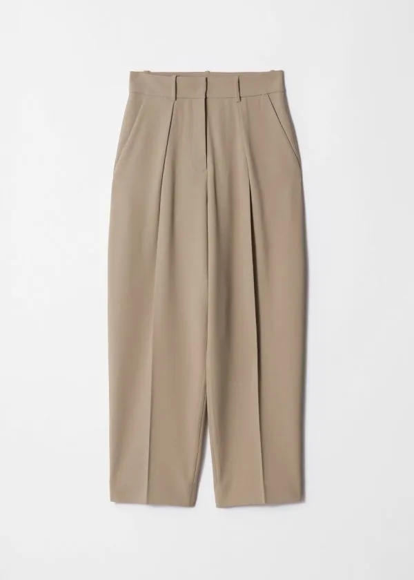 and Other Stories Tailored Tapered Trousers Beige Women Trousers