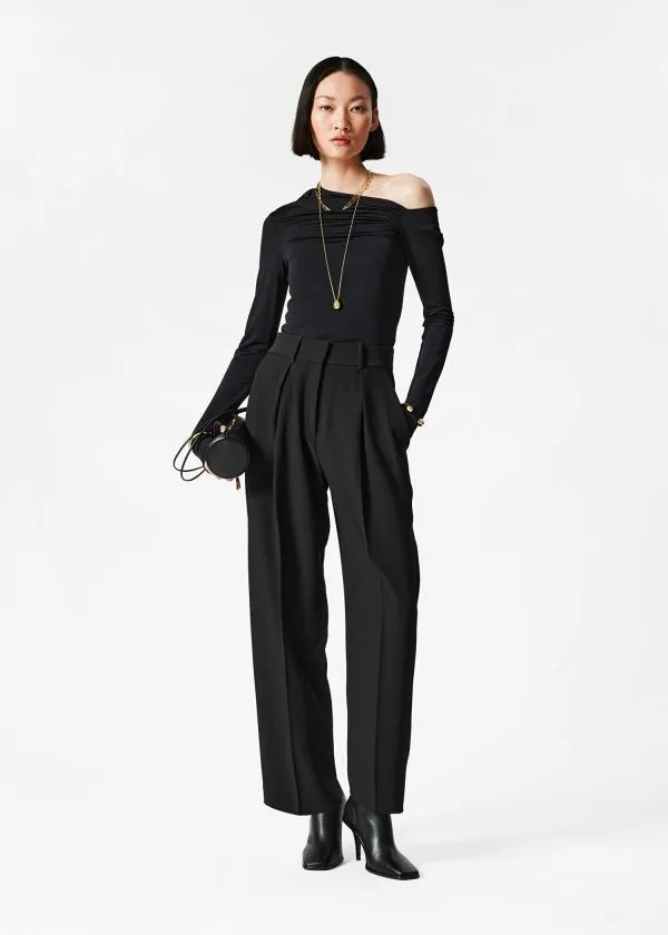 and Other Stories Tailored Tapered Trousers Black Women Trousers