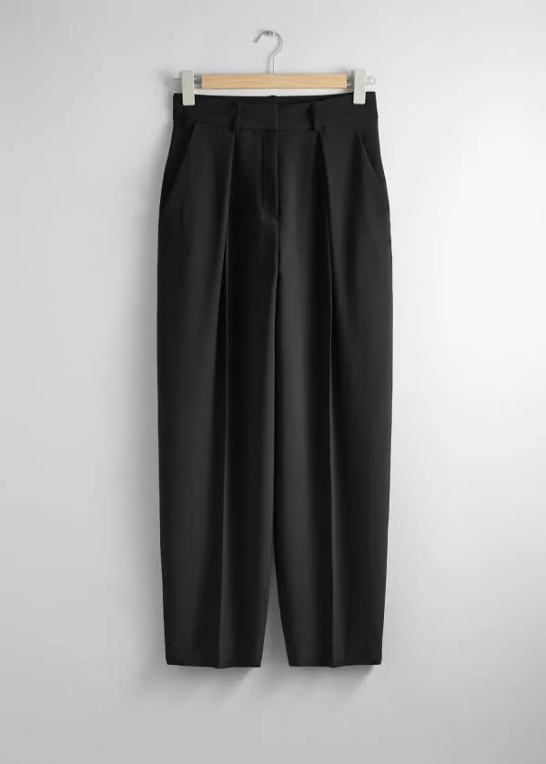 and Other Stories Tailored Tapered Trousers Black Women Trousers